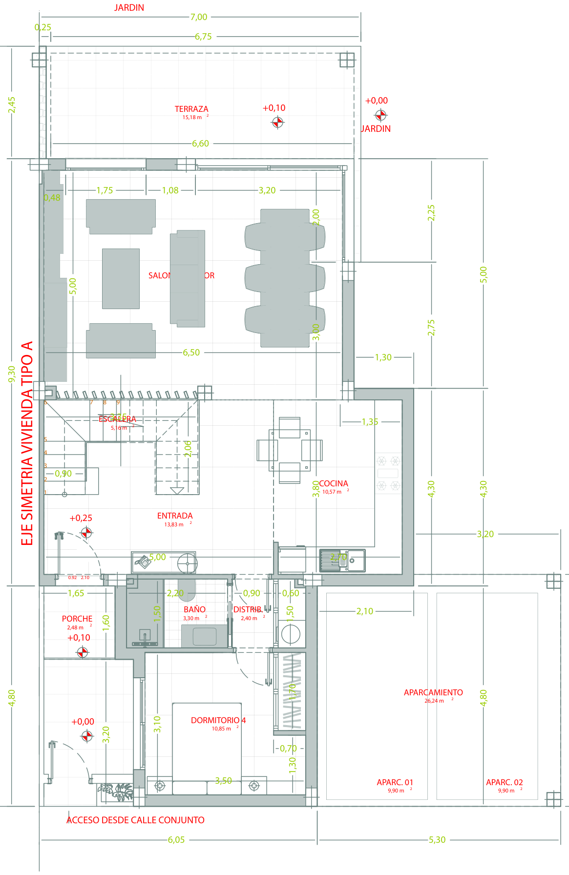 Plano planta baja Vivienda Tipo A